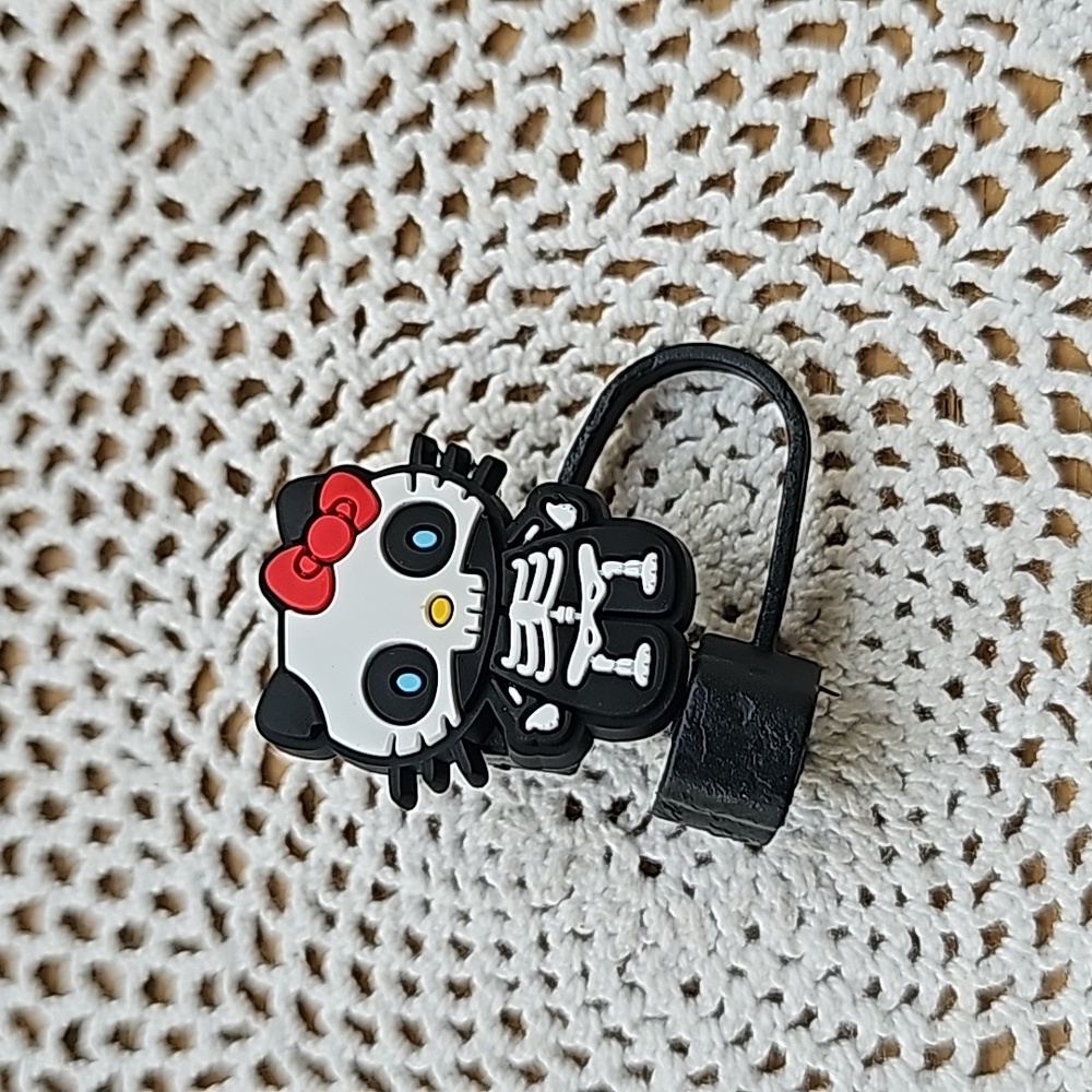 Hello kitty straw cover skeleton with bow